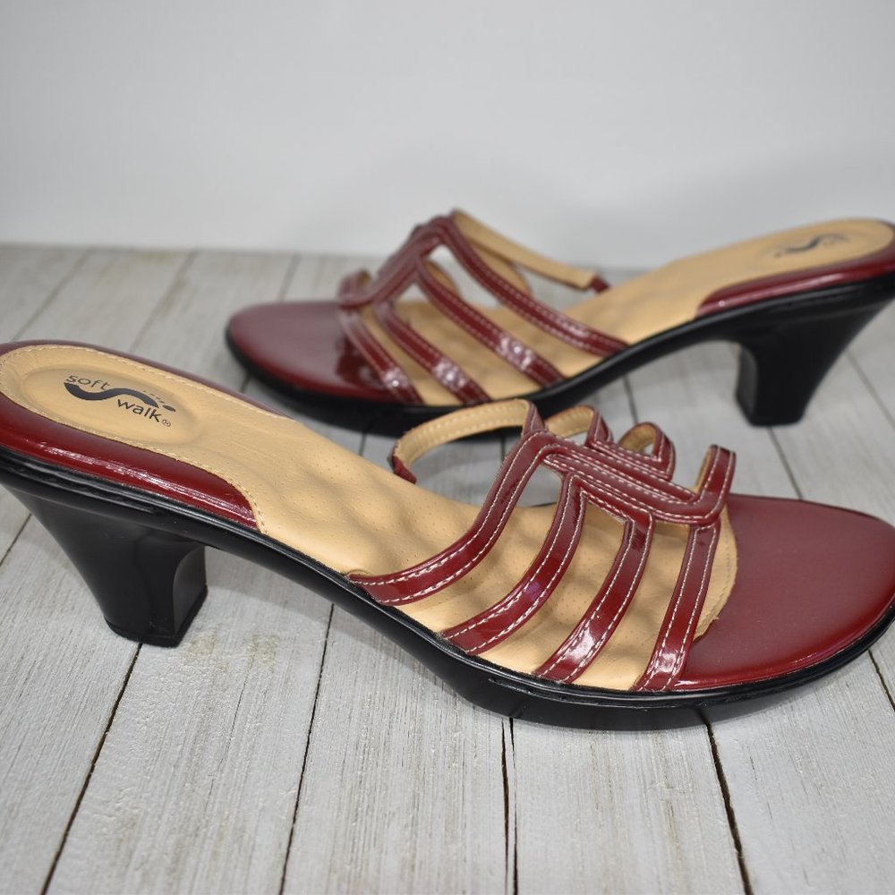 Softwalk Women's Size 9.5 Red Leather Sandals